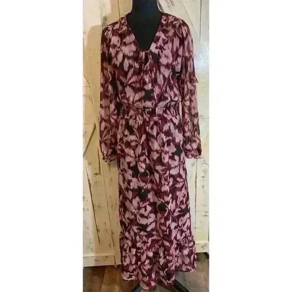 Harlow & Rose Women’s Petite Smocked Ruffled Hem Maxi Dress Petite Large - Picture 2 of 16